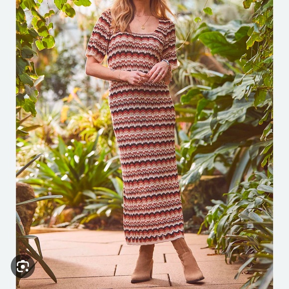 nobodys child Dresses & Skirts - Brown Tan Nobody’s Child Midi Crochet like Knit Dress